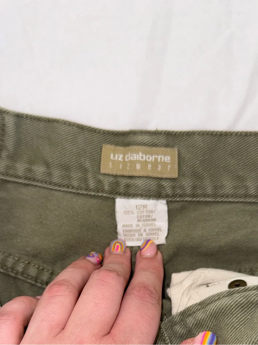 Liz Claiborne Olive Green Cutoff Denim Shorts